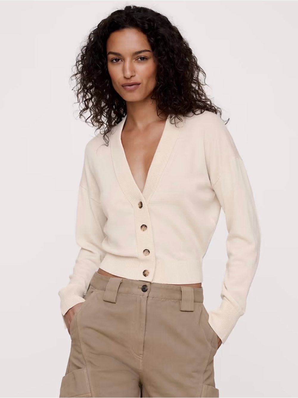 Banana Republic Extra Fine Merino Wool Cream Cardigan XS